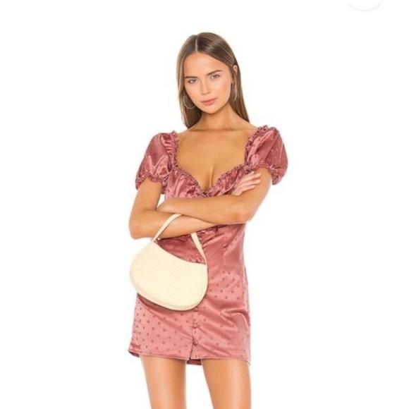 Lovers + Friends Satin Pink Ruched Babydoll Mini Dress - Picture 3 of 15